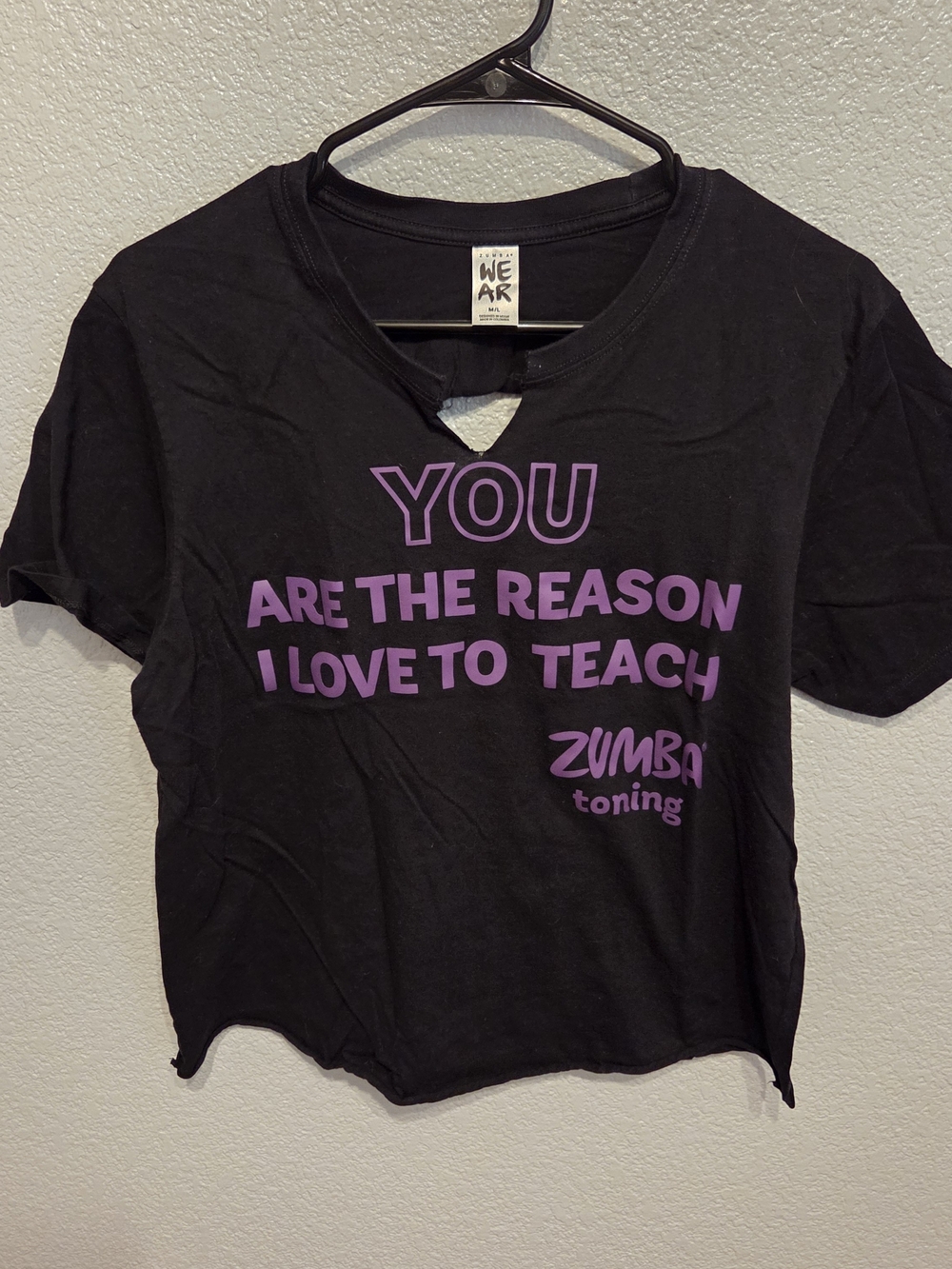 Zumba Toning Instructor Black Short Sleeve Tee with Purple Graphic